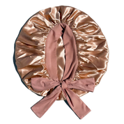 An extra large silk bonnet made with pure silk both inside and outside. Extra roomy bonnet for long and thick hair. A rose gold silk bonnet. A pink silk bonnet for healthier hair. 