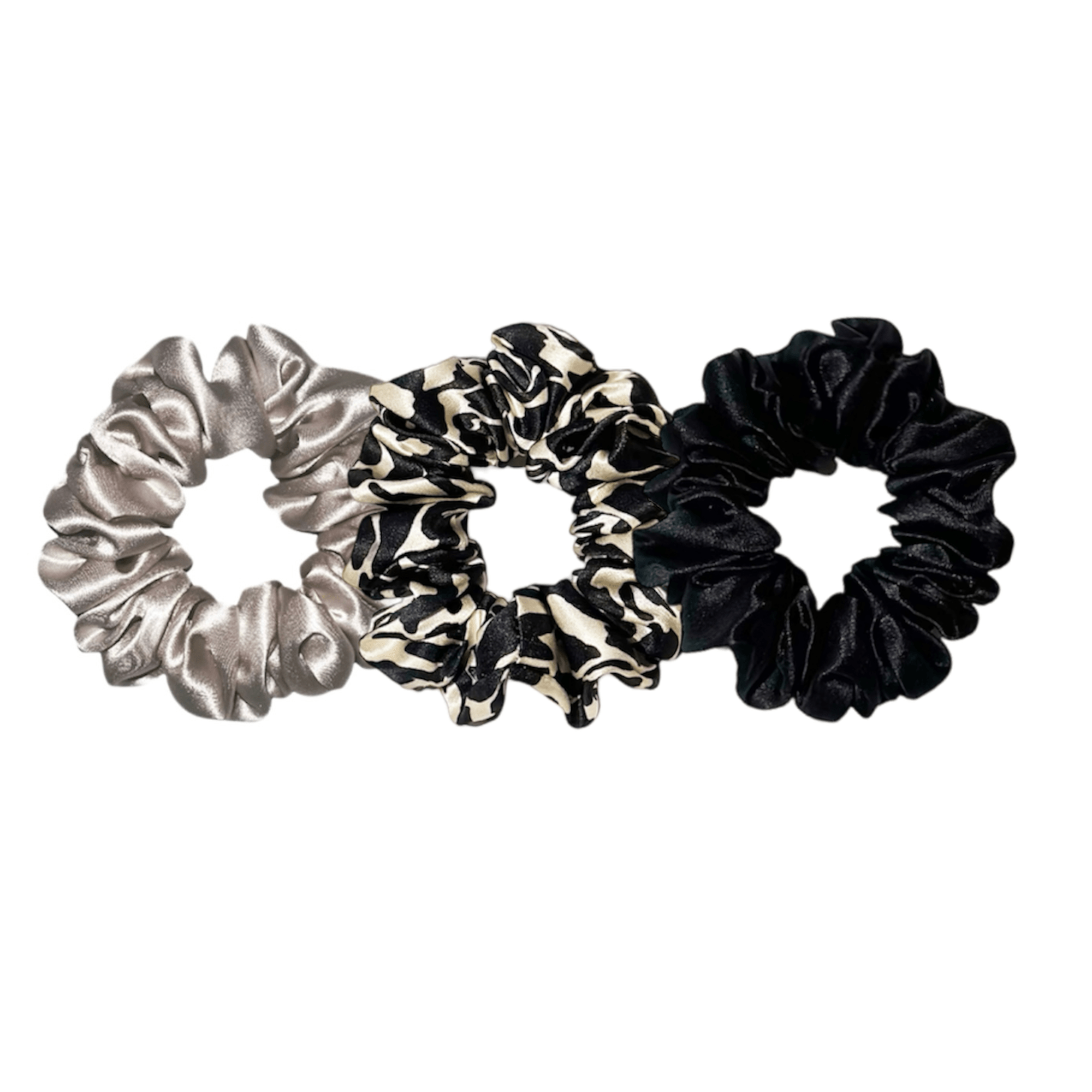 Black leopard midi Silk Scrunchie Set - Silknlove