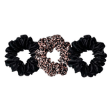 Black & Rose Gold Leopard Midi Silk Scrunchie Set