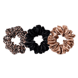 Rose gold & Leopard Midi Silk Scrunchie Set