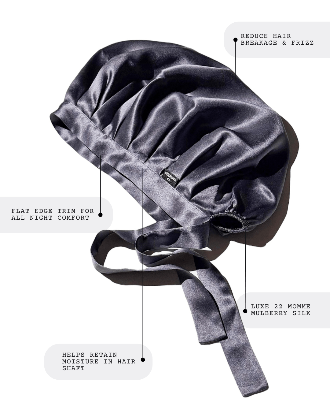 Steel Pure Silk Hair Bonnet - Silknlove