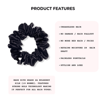 Load image into Gallery viewer, Black Silk Scrunchie Set - Silknlove
