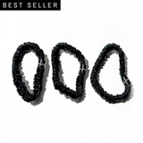 Black Skinny Silk Scrunchie Set