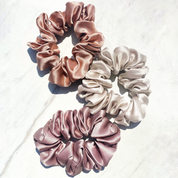 Vanity Silk Scrunchie Set, large scrunchies, slip large scrunchies, slip silk large scrunchies,best silk hair ties, large silk scrunchies, pure silk scrunchie, Best silk scrunchies,