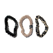 Oat Leopard Skinny Silk Scrunchie Set - Silknlove