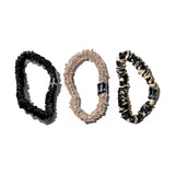 Oat Leopard Skinny Silk Scrunchie Set
