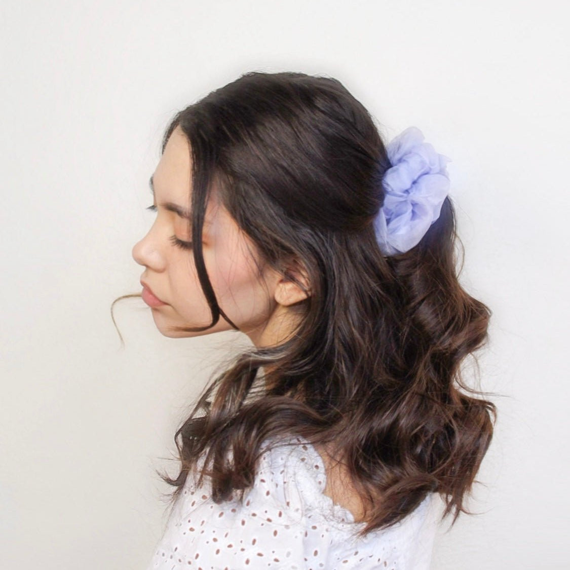 Organza Silk Scrunchie - Silknlove, organza silk, editorial hair accessories, summer hair tie, summer hair accessories, silk scrunchie, slip scrunchie, oversized scrunchies