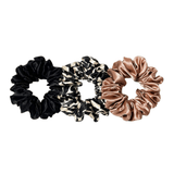 Rose Gold Leopard Midi Silk Scrunchie Set