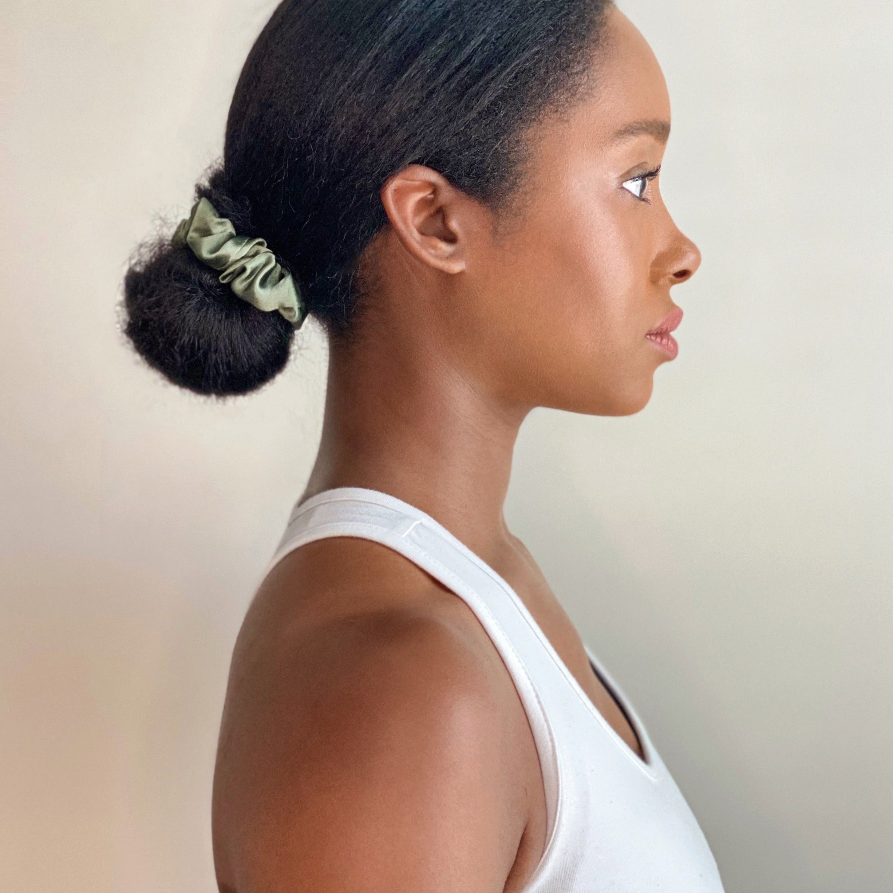 Sage Green Midi Silk Scrunchie - Silknlove