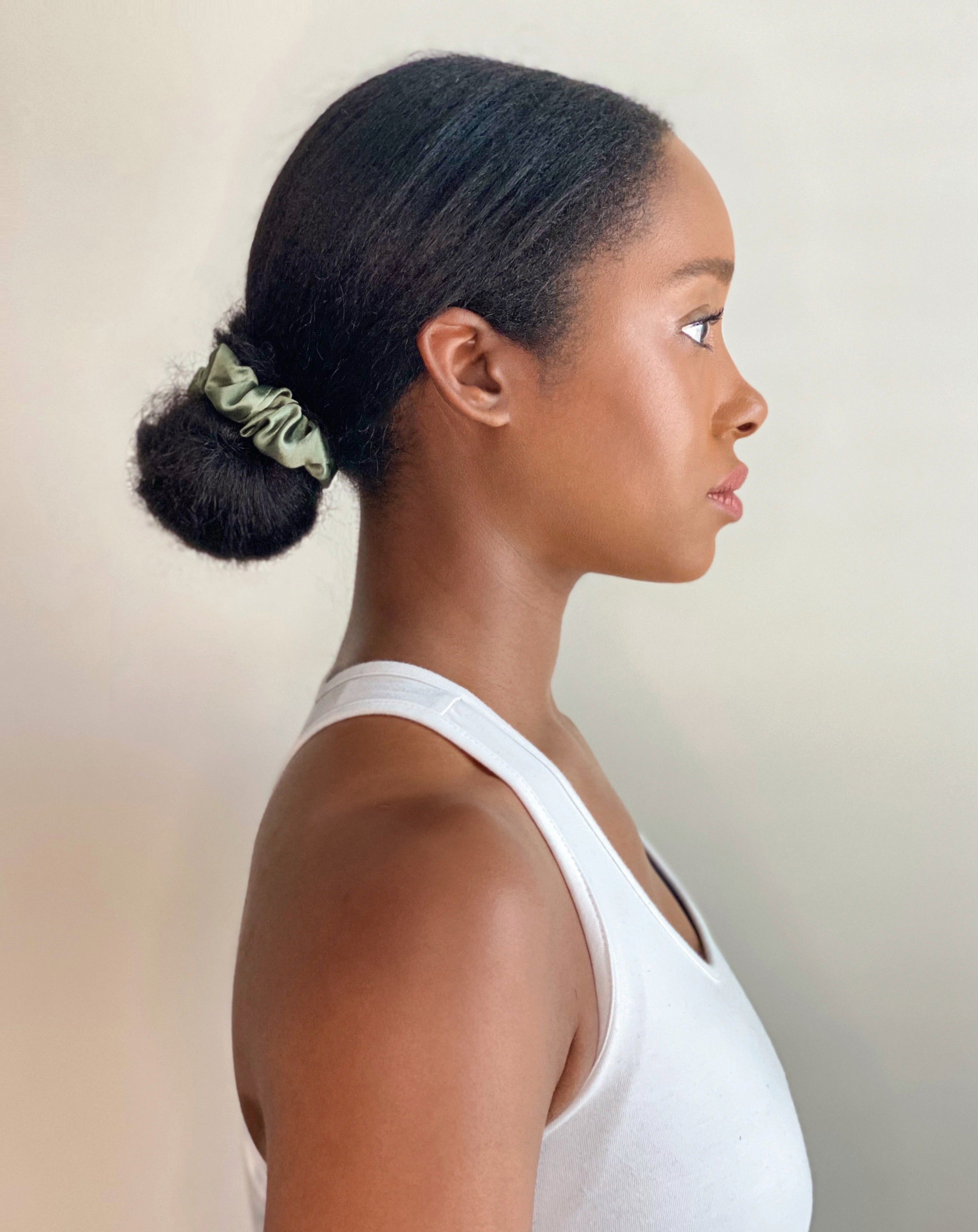 Sage Green Midi Silk Scrunchie - Silknlove